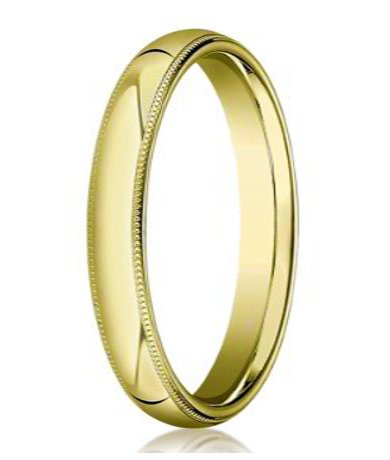 comfort-fit 10k yellow gold wedding band with domed milgrain polished finish – 5 mm