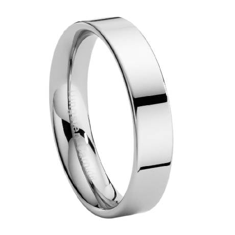 comfort-fit tungsten wedding ring with flat profile and high polish finish - 6 mm